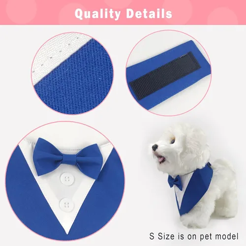 Miniatura 3 de KOOLMOX Disfraz de esmoquin para perro, color azul marino, esmoquin con pajarita para perros medianos y grandes (L, azul)