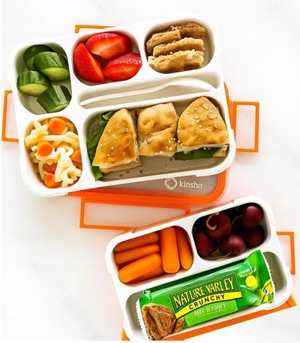 Miniatura 2 de Lonchera Bento Box y recipientes para aperitivos para niños y niñas Kits de recipientes de porciones a prueba de fugas sin BPA Juego económico