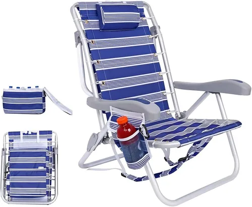 Miniatura 33 de Mochila acolchada de alta resistencia para adultos con reposapiés y bolsa enfriadora Coloque plana, 5 posiciones reclinables Bolsa térmica