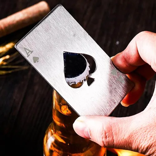 Miniatura 4 de Abrebotellas de metal de acero inoxidable plateado con patrón grabado (estilo K, 1PCS)