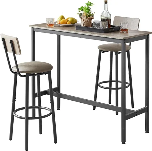 Miniatura 14 de Juego de mesa de comedor de 3 piezas para 2, mesa de bar moderna y sillas para cocina de espacio pequeño, juego de comedor rectangular de madera