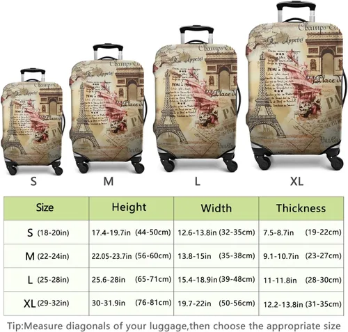 Miniatura 6 de France Paris Tower - Funda protectora para equipaje, diseño de torre Eiffef, funda elástica para maleta de 18242832 pulgadas, Funda para equipaje-12