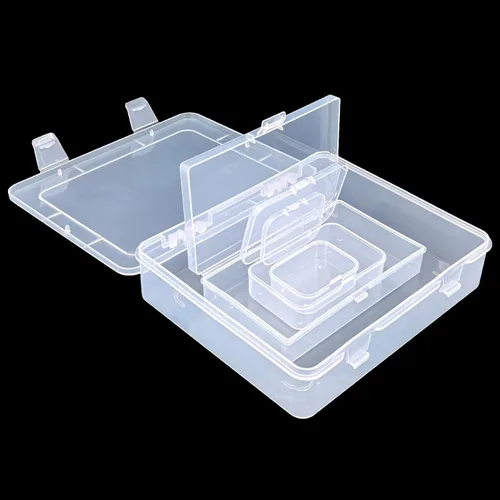 Miniatura 3 de Goodma Caja organizadora rectangular de plástico transparente con tapas con bisagras para objetos pequeños y otros proyectos de manualidades