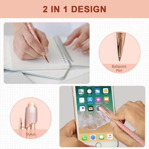 Miniatura 2 de YOXMJDB Bolígrafos Stylus para pantallas táctiles, paquete de 12 bolígrafos de oro rosa inspiradores, bolígrafos de punta media de 1.0 mm