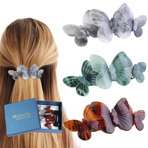 Miniatura 12 de Mistofu Pasadores de pelo de mariposa para cabello fino, pinzas de pelo medianas para niñas y mujeres, accesorios antideslizantes para el cabello