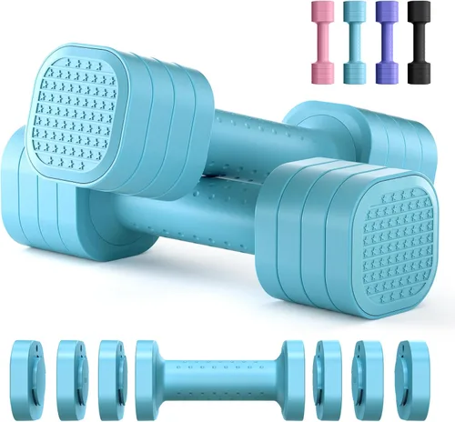 Miniatura 10 de Zempox Adjustable Dumbbell Set, 4 in 1 Free Weight Dumbbell Set for Women, Hand Weight for Women at Home, Each 2lb 3lb 4lb 5lb with TPU Soft Rubber