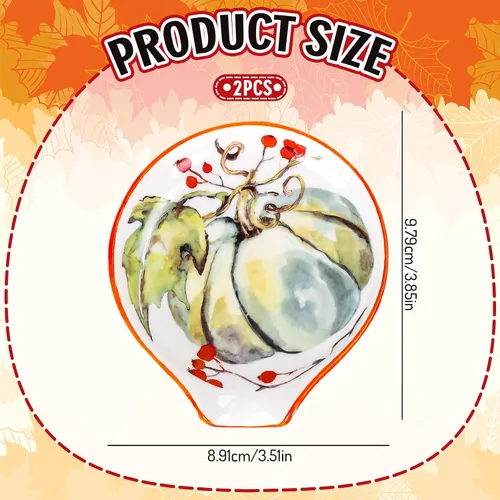 Miniatura 2 de Whaline Cuchara pequeña de cerámica con acuarela, calabaza de otoño, soporte para cucharas de café para agitadores de café, cucharadita, fiesta