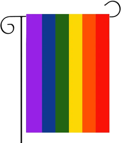 Miniatura 11 de Bandera de jardín de arcoíris de 8 rayas de 12 x 18 pulgadas, de doble cara, bandera original de 8 rayas de orgullo para patio, césped, decoración