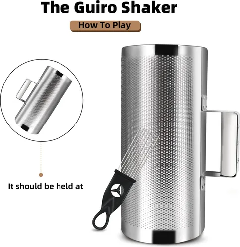 Miniatura 7 de Soulmate Guiro Instrument Guiro Shaker de acero inoxidable 3 "10" y 6 "12" Instrumento de percusión con raspador, acompañamiento de banda
