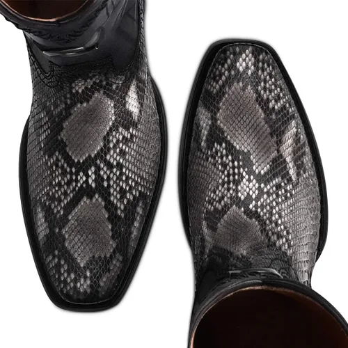 Miniatura 7 de Cuadra Botas vaqueras para hombre en piel auténtica de pitón y cuero bovino Metálico