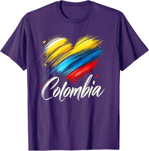 Miniatura 25 de Camiseta de orgullo colombiano con corazón de la bandera de Colombia