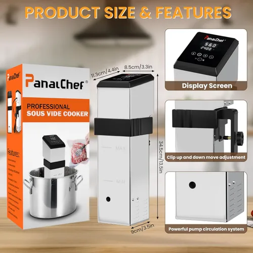 Miniatura 3 de Máquina comercial Sous Vide de 1600 W, cocina de circulación de agua de 360°, circulador de inmersión de calentamiento rápido ultra silencioso de 15