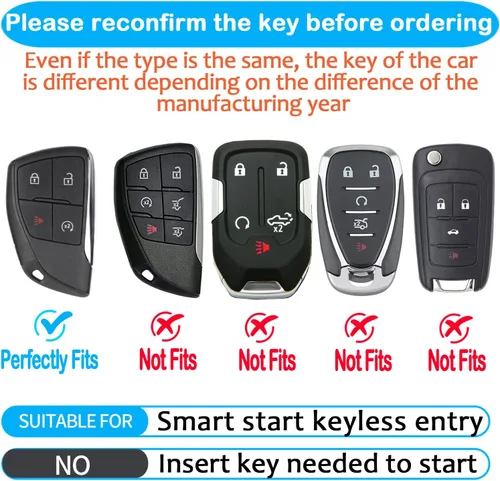 Miniatura 2 de Tukellen Funda para Llavero de Cuero Genuino Smart Key Holder Sleeve Compatible con 2021-2026 Chevy Chevrolet Colorado Equinox Silverado GMC Canyon