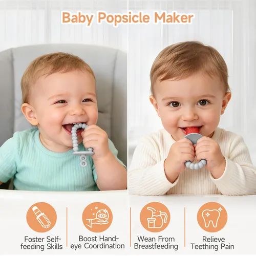 Miniatura 2 de Morlike Baby Tiny Pops, Molde de paletas de silicona 100% para bebés de 4 meses + moldes de leche materna para aliviar la dentición, esenciales