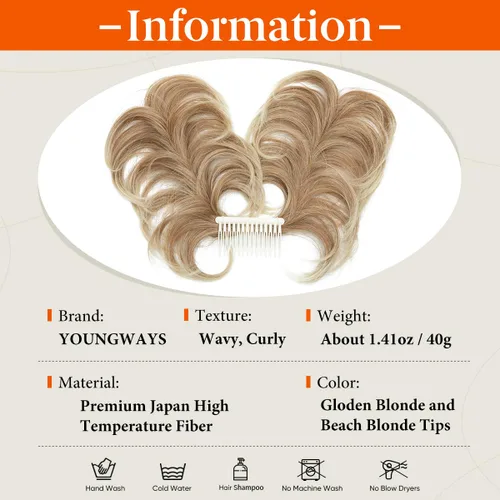 Miniatura 76 de Postizo de Cabello de Moño Desordenado Peine Lateral Clip en Moño de Cabello Postizo para Mujeres Corto Natural Liso Estilos Versátiles Ajustables