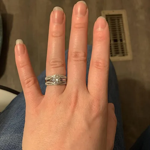 Miniatura 3 de Wuziwen Anillos de boda para mujer juego de anillos de compromiso redondos con circonita cúbica y solitario plata de ley talla 4-13 Piedra Zirconia