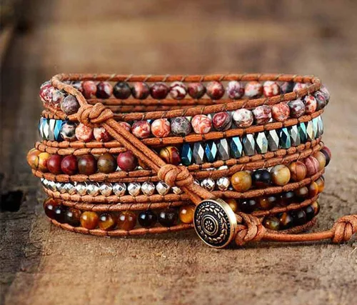 Miniatura 97 de ZOSOJONA - Pulseras bohemias hechas a mano de piedra natural, que dan vuelta, con cuentas de cristal de turquesa