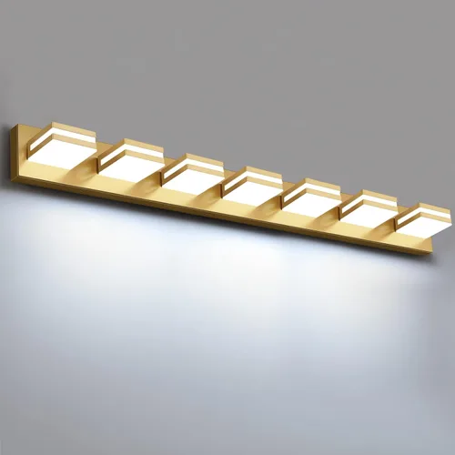 Miniatura 8 de IZORRO Luces LED modernas para baño (8 luces, regulables), iluminación de pared acrílica blanca mate, luces de tocador para baño sobre espejo, 6000