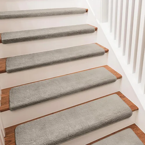 Miniatura 18 de PURE ERA Protectores de escalera para interiores, ultra felpa, suaves, para interiores, aptos para mascotas, cinta antideslizante, sin lavable
