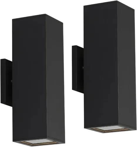 Cerdeco Lámpara de pared moderna de aluminio para exteriores, accesorios de iluminación exterior arriba hacia abajo, color negro mate [listado UL]