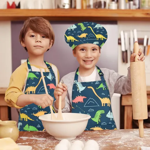Miniatura 3 de Delantal para niños, delantal unisex con correa ajustable para el cuello, delantal de cocina para cocinar, pintar y hornear