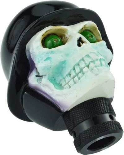 Miniatura 5 de Pomo de palanca de cambios de vehículo de resina con diseño de calavera para la mayoría de vehículos manuales (negro)