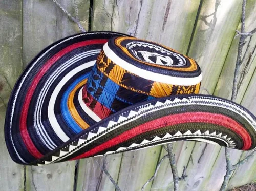 Miniatura 10 de Sombrero colombiano Sombrero Sinuano Arrow Cane Caña Flecha Vueltiao Hecho por Auténticos Indígenas Colombianos