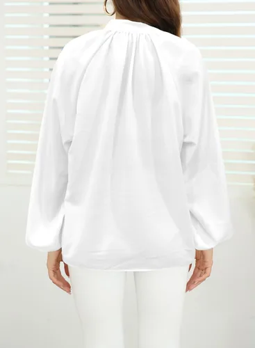 Miniatura 3 de LOLONG Blusas de manga larga con botones para mujer, blusas elegantes e informales con estampado de otoño