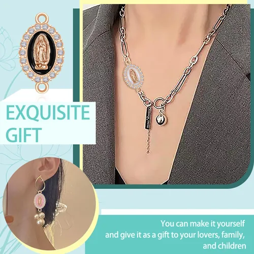Miniatura 5 de 36 dijes de 6 colores de Virgen de Guadalupe de aleación esmaltada con diamantes de imitación de Nuestra Señora para bricolaje pulseras mexicanas