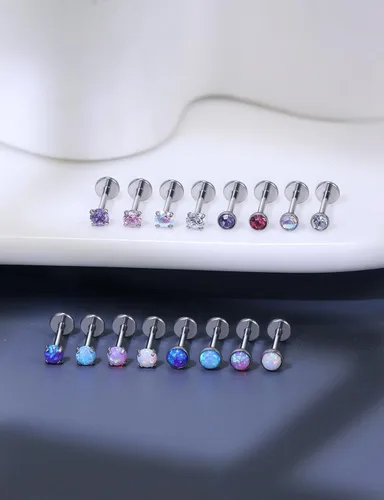 Miniatura 4 de Piercing de labio de acero inoxidable para mujer, calibre 16, 18, 0.71 oz, sin rosca, joyería de labret Monroe, joyería de piercing Medusa, joyería