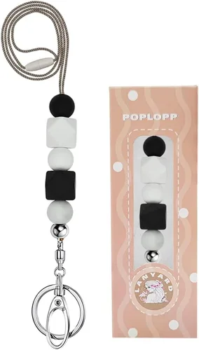 Miniatura 9 de POPLOPP 3 cordones para profesores para insignias de identificación y llaves, lindo cordón de silicona con cuentas para mujeres, enfermeras