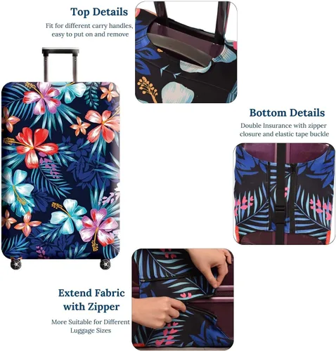 Miniatura 2 de GOXUNYUAN Funda de equipaje protector elástico lavable para maleta con etiqueta de equipaje Flor