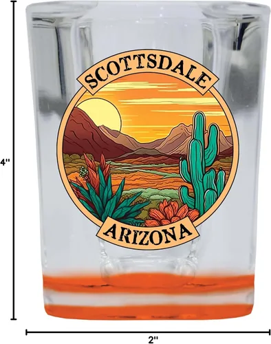 Miniatura 3 de Scottsdale Arizona Design A Souvenir - Vaso de chupito cuadrado de 2.5 onzas, color naranja, paquete de 4