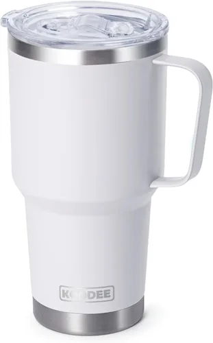Miniatura 31 de Koodee - Vaso delgado de acero inoxidable de 20 onzas (4 unidades) aislado con doble pared, vaso de agua con 4 tapas, 4 popotes y 2 cepillos