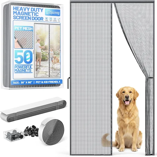 Miniatura 13 de Malla magnética resistente para puerta – Pantalla de puerta sin manos con autosellado con 50 imanes, apta para mascotas y niños, pantallas de malla