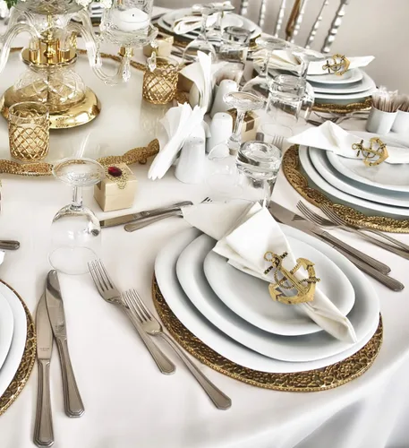 Miniatura 5 de Juego de 6 servilleteros dorados – Elegantes servilleteros de metal dorado, servilleteros de centro de mesa de lujo para cenas familiares, fiestas
