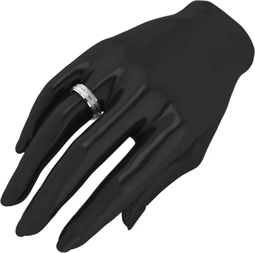 Miniatura 5 de Anillo de boda unisex de plata de ley maciza pesada de 0.236 pulgadas (0.236 in), ajuste cómodo, con centro elevado cepillado, lados pulidos