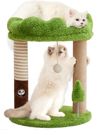 WOOCHPET Árbol pequeño para gatos con cama de perca para gatos y cubierta extraíble, torre para gatos de 23 pulgadas de alto con 2 postes rascadores