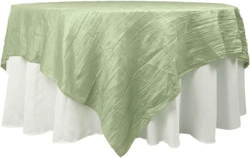 Miniatura 16 de Efavormart - Mantel cuadrado de tafetán arrugado de acordeón beige de 72 x 72 pulgadas