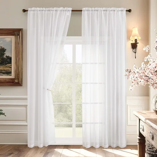 Miniatura 216 de Aiyufeng 2 paneles de cenefa transparente negra de 14 pulgadas de largo, cortinas cortas negras transparentes para dormitorio, cortinas de cocina