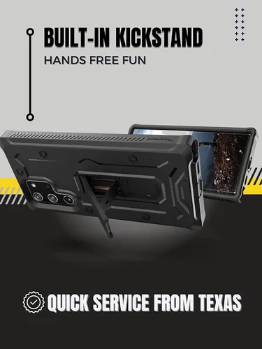 Miniatura 4 de CaseBorne Diseñada para Samsung Galaxy S22 Ultra 5G Case (2022), cuerpo completo multicapa resistente con soporte [sin pantalla] - Negro carbón