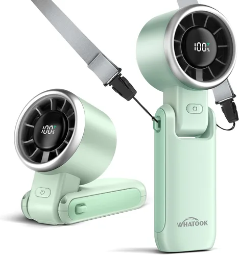 Miniatura 12 de WHATOOK Ventilador Portátil Recargable Mini Ventiladores: Ventilador de Mano con Tecnología Air Turbo, 4000mAh y 5 Velocidades Pantalla LED