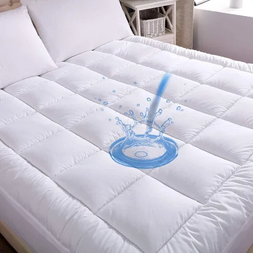 Miniatura 10 de WhatsBedding - Protector de colchón tamaño Individual a prueba de agua de algodón con relleno alternativo y acolchado