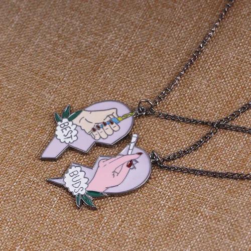 Miniatura 5 de Collar para mejores amigos de Buds, 2 juegos de collares con colgante de corazón dividido BFF para niñas
