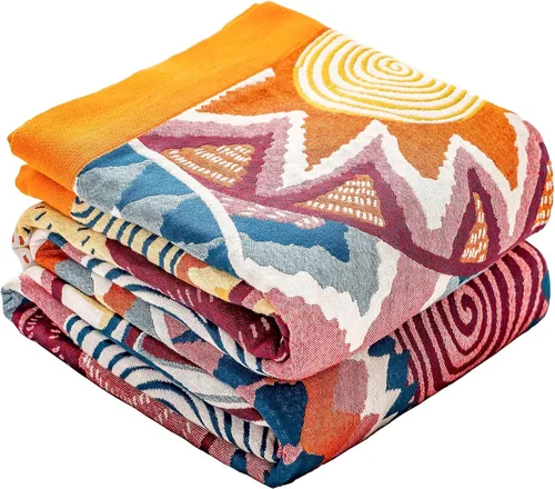 Miniatura 12 de Manta bohemia 100% algodón orgánico ultra suave transpirable rústico edredón de 50 x 60 pulgadas con pájaros y flores para sofá, silla, cama, sillón