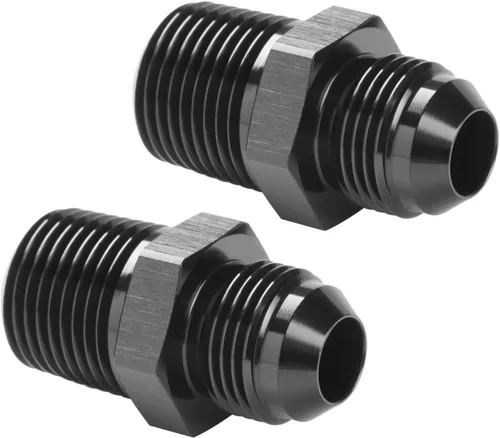 Miniatura 45 de 3AN macho Flare a 1/4 NPT tubo macho 90 grados codo adaptador unión aluminio negro