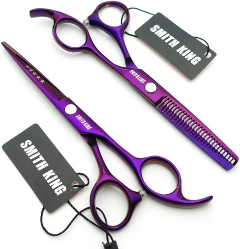 Miniatura 3 de Juego de tijeras de corte de pelo de 5.5 pulgadas con peines de afeitar, estuche para tijeras de cuero, tijeras de corte de cabello, tijeras