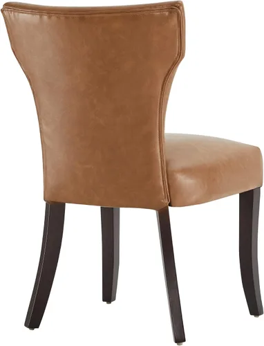 Miniatura 5 de Watson & Whitely Juego de 2 sillas tapizadas de cocina y comedor con respaldo bajo, sillas de comedor de piel sintética con patas de madera maciza