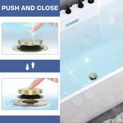 Miniatura 5 de Tapón de bañera de punta mejorada de oro cepillado, tapón universal de drenaje de bañera desplegable, tapones de drenaje de bañera de baño