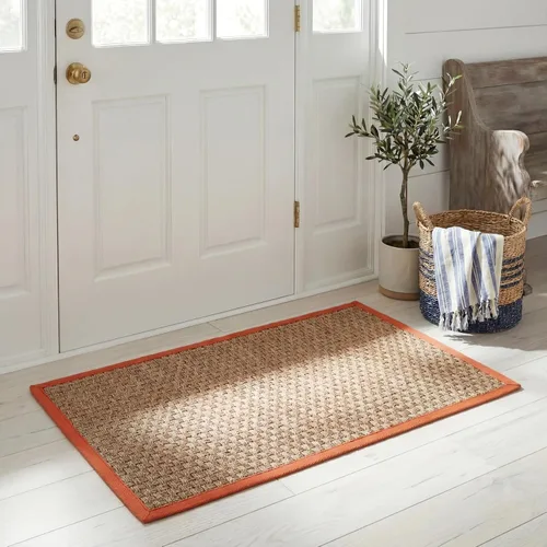 Miniatura 96 de Safavieh Natural Fiber NF114P - Alfombra redonda de hierba marina, tejido de canasta, con borde, de 244 cm, color gris Natural/ gris